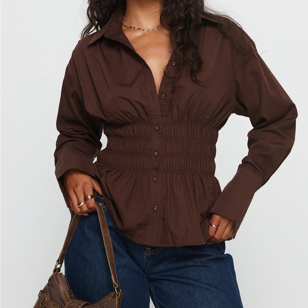 Princess Polly Chocolate Button-Down Shirt